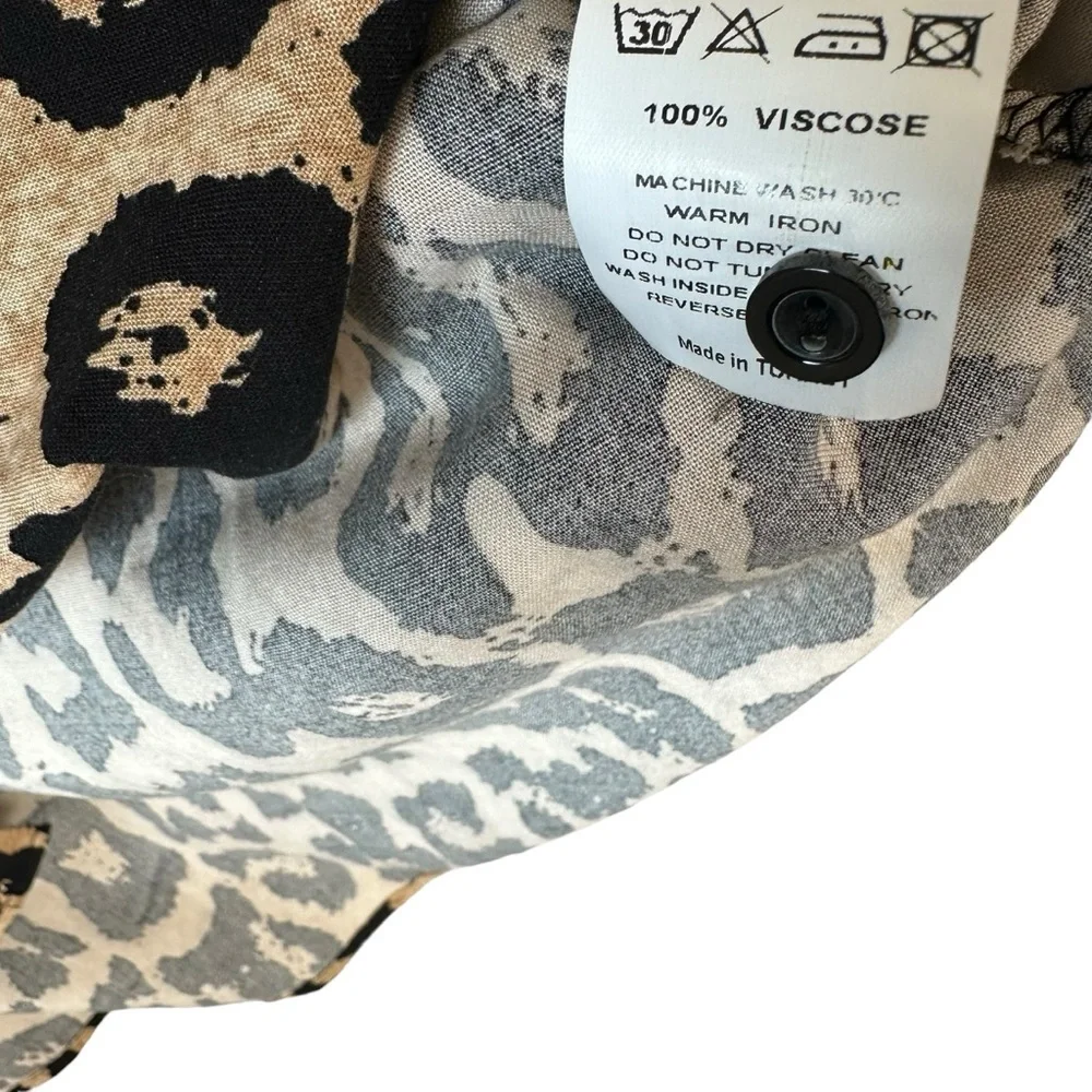 Big Dart Cheetah Print Long Sleeve Blouse Women’s XL black brown UK 20 - Picture 3 of 7